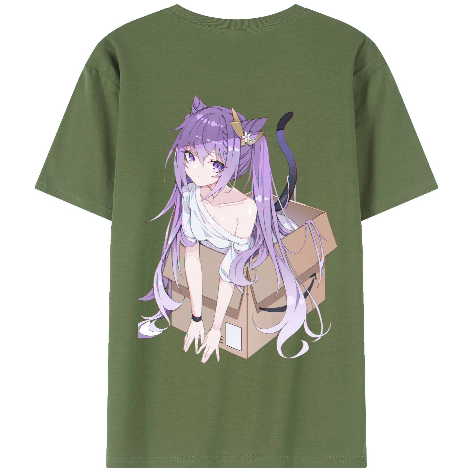 げんし神 刻晴 こくせい genshin Kokusei 綿100％ メンズ半袖Tシャツ（バックプリント） 通気性
